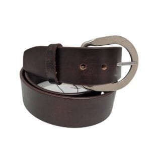 Cinto Pyramid Country Couro Liso Marrom Escuro