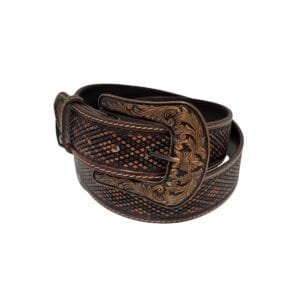 Cinto Pyramid Country Couro Marrom Escama Degradê Ref 6755