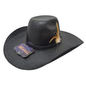 Chapéu Mundial Country Barreto Black - Com Pena, Aba 13