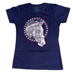 Camiseta Feminina Most Rodeio Estampa Cavalo Crioulo Azul Marinho