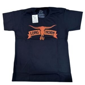 Camiseta Masculina Most Rodeio Preta Estampa Long Horn Laranja