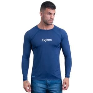 CAMISETA TÉRMICA MASCULINA UV50+ TEXAS FARM AZUL MARINHO UVF006
